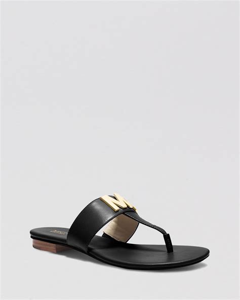 mk michael kors black and white thong sandals